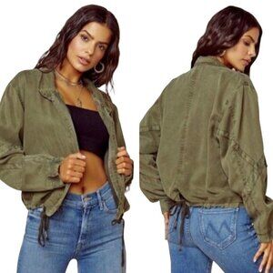 Young Fabulous & Broke Cara Military Green Lightweight Bomber Jacket Size M